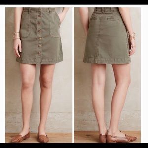 ANTHROPOLOGIE: Green safari mini skirt